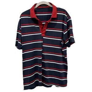 G/FORE GOLF OFFSET STRIPE POLO w/ CIRCLE G'S Logo Medium M Red Blue $120 America